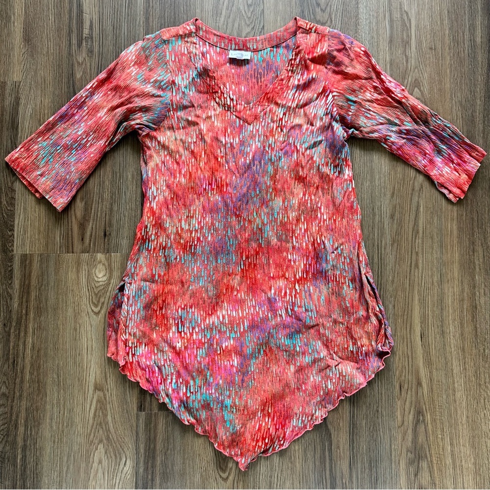 Lost River Clothing‎ 3/4 Sleeve Tunic Top Multicolor Womens Medium Crinkle Boho